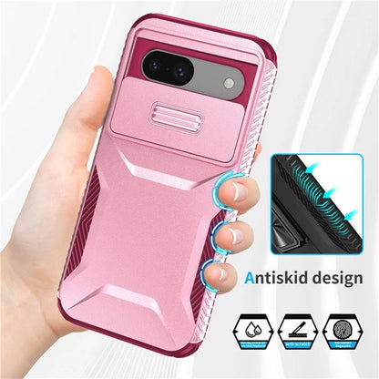 For Google Pixel 8a Case TPU+PC Phone Cover with Slide Lens Lid