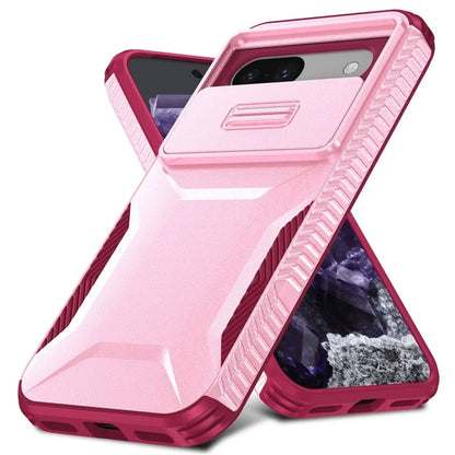 For Google Pixel 8a Case TPU+PC Phone Cover with Slide Lens Lid