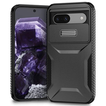 For Google Pixel 8a Case TPU+PC Phone Cover with Slide Lens Lid