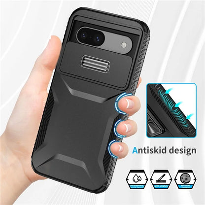 For Google Pixel 8a Case TPU+PC Phone Cover with Slide Lens Lid