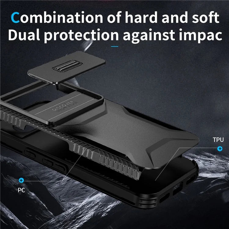 For Google Pixel 8a Case TPU+PC Phone Cover with Slide Lens Lid