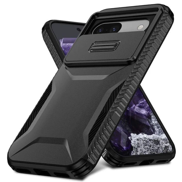 For Google Pixel 8a Case TPU+PC Phone Cover with Slide Lens Lid
