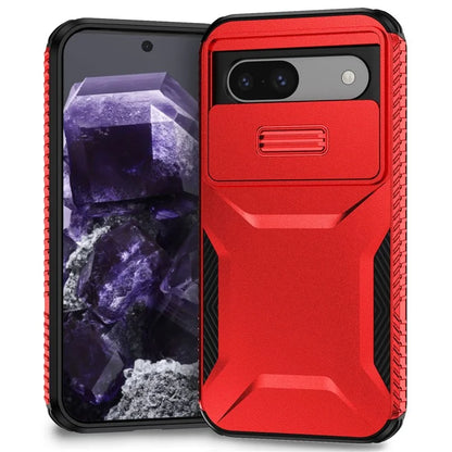 For Google Pixel 8a Case TPU+PC Phone Cover with Slide Lens Lid