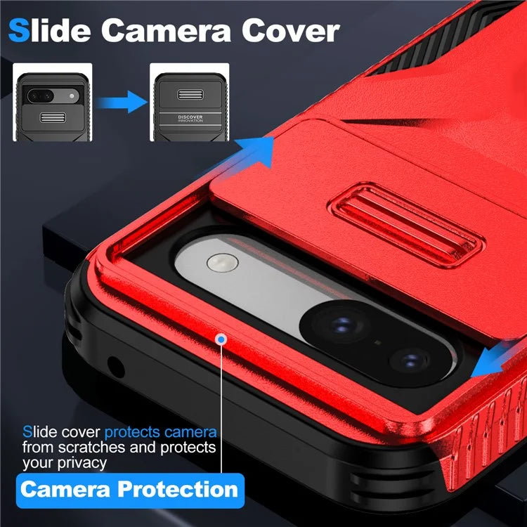 For Google Pixel 8a Case TPU+PC Phone Cover with Slide Lens Lid