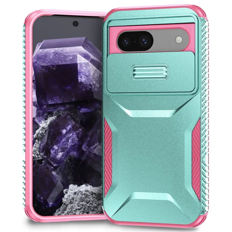 For Google Pixel 8a Case TPU+PC Phone Cover with Slide Lens Lid