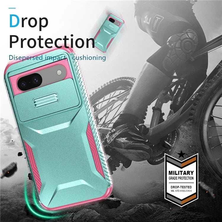 For Google Pixel 8a Case TPU+PC Phone Cover with Slide Lens Lid