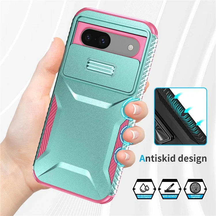 For Google Pixel 8a Case TPU+PC Phone Cover with Slide Lens Lid