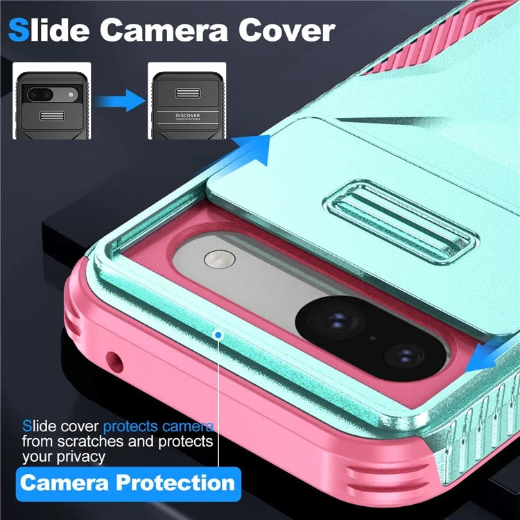 For Google Pixel 8a Case TPU+PC Phone Cover with Slide Lens Lid