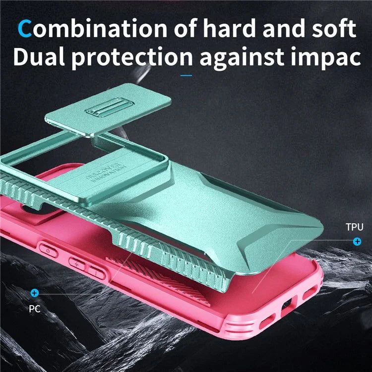 For Google Pixel 8a Case TPU+PC Phone Cover with Slide Lens Lid