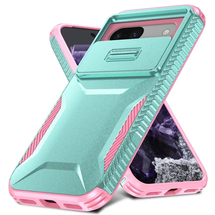For Google Pixel 8a Case TPU+PC Phone Cover with Slide Lens Lid
