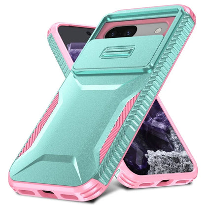 For Google Pixel 8a Case TPU+PC Phone Cover with Slide Lens Lid