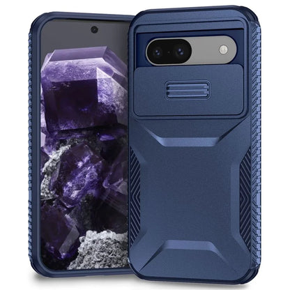 For Google Pixel 8a Case TPU+PC Phone Cover with Slide Lens Lid