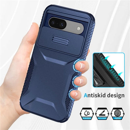For Google Pixel 8a Case TPU+PC Phone Cover with Slide Lens Lid