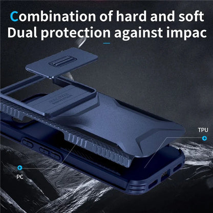 For Google Pixel 8a Case TPU+PC Phone Cover with Slide Lens Lid