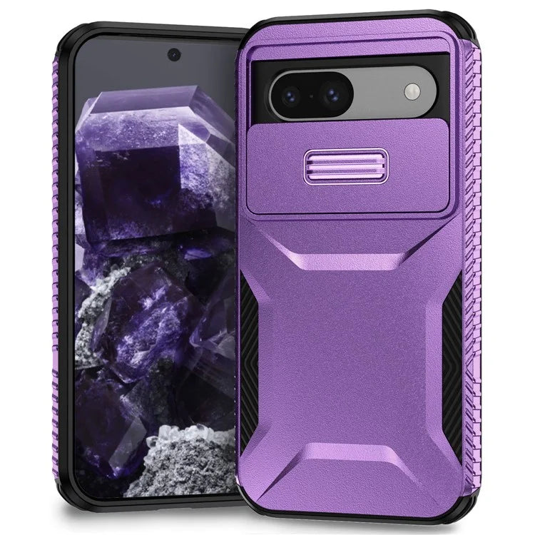 For Google Pixel 8a Case TPU+PC Phone Cover with Slide Lens Lid