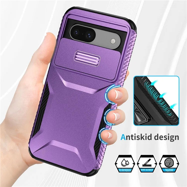 For Google Pixel 8a Case TPU+PC Phone Cover with Slide Lens Lid