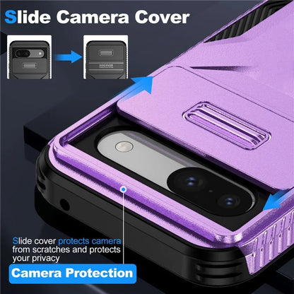 For Google Pixel 8a Case TPU+PC Phone Cover with Slide Lens Lid