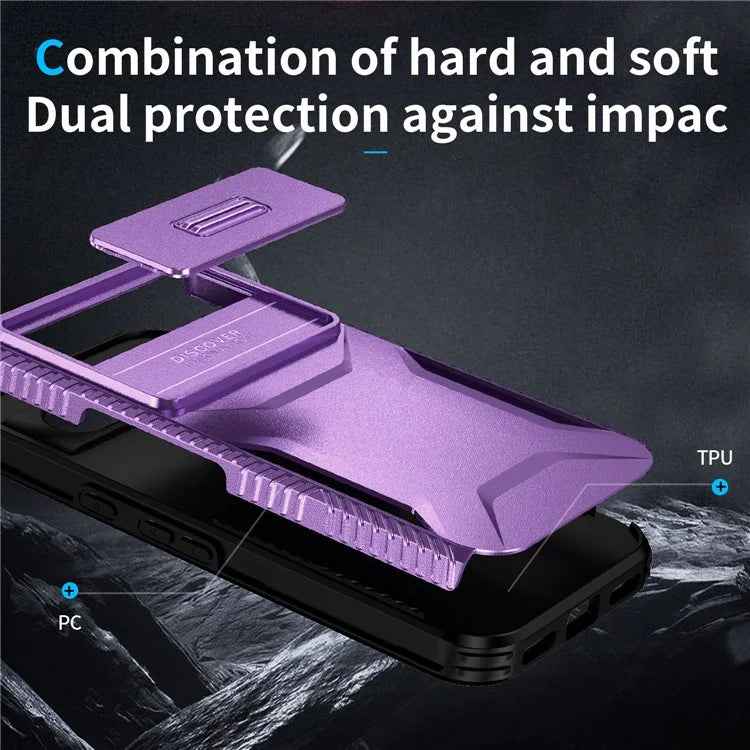 For Google Pixel 8a Case TPU+PC Phone Cover with Slide Lens Lid