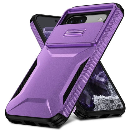 For Google Pixel 8a Case TPU+PC Phone Cover with Slide Lens Lid