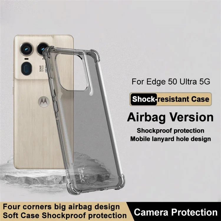 IMAK For Motorola Edge 50 Ultra 5G / Moto X50 Ultra 5G Case TPU Clear Back Cover Airbag Corners Black
