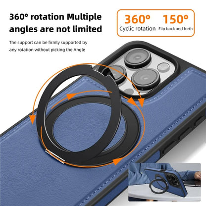 For iPhone 13 Pro Case Leather+PC+TPU Kickstand Phone Cover Compatible with MagSafe