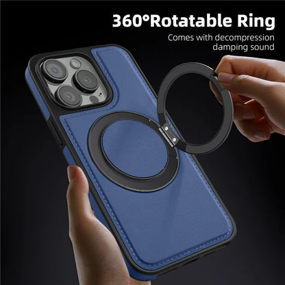 For iPhone 13 Pro Case Leather+PC+TPU Kickstand Phone Cover Compatible with MagSafe