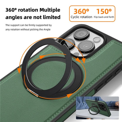 For iPhone 13 Pro Case Leather+PC+TPU Kickstand Phone Cover Compatible with MagSafe