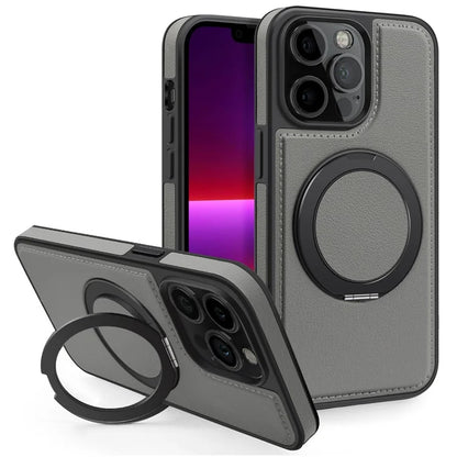 For iPhone 13 Pro Case Leather+PC+TPU Kickstand Phone Cover Compatible with MagSafe