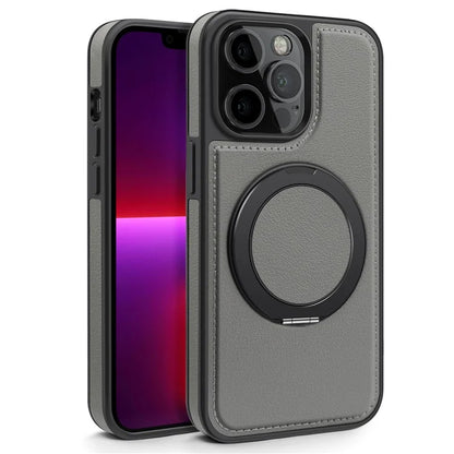 For iPhone 13 Pro Case Leather+PC+TPU Kickstand Phone Cover Compatible with MagSafe