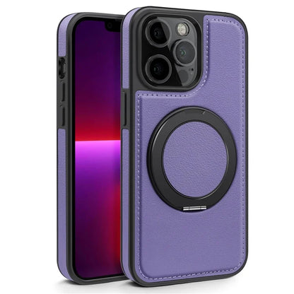 For iPhone 13 Pro Case Leather+PC+TPU Kickstand Phone Cover Compatible with MagSafe