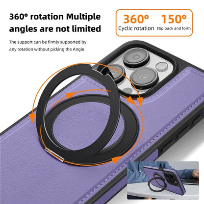 For iPhone 13 Pro Case Leather+PC+TPU Kickstand Phone Cover Compatible with MagSafe