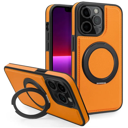 For iPhone 13 Pro Case Leather+PC+TPU Kickstand Phone Cover Compatible with MagSafe