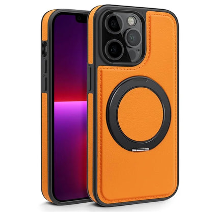 For iPhone 13 Pro Case Leather+PC+TPU Kickstand Phone Cover Compatible with MagSafe