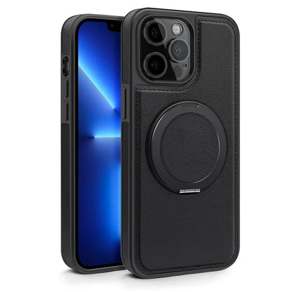 For iPhone 13 Pro Max Case Compatible with MagSafe Leather+PC+TPU Kickstand Phone Cover
