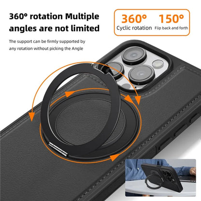 For iPhone 13 Pro Max Case Compatible with MagSafe Leather+PC+TPU Kickstand Phone Cover