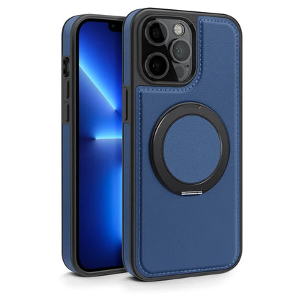 For iPhone 13 Pro Max Case Compatible with MagSafe Leather+PC+TPU Kickstand Phone Cover