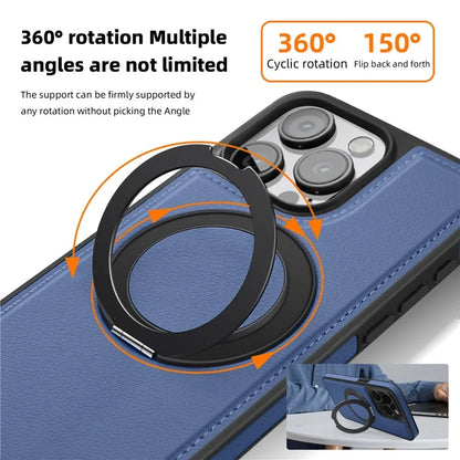 For iPhone 13 Pro Max Case Compatible with MagSafe Leather+PC+TPU Kickstand Phone Cover