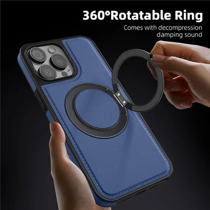 For iPhone 13 Pro Max Case Compatible with MagSafe Leather+PC+TPU Kickstand Phone Cover