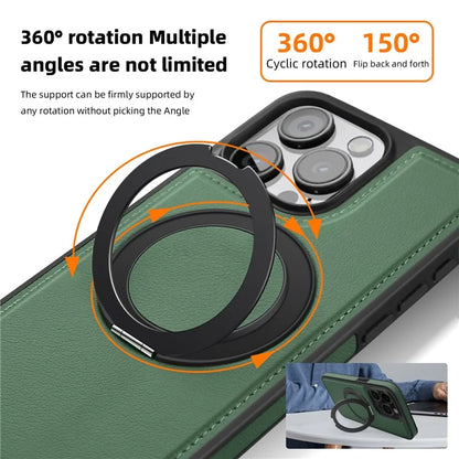 For iPhone 13 Pro Max Case Compatible with MagSafe Leather+PC+TPU Kickstand Phone Cover