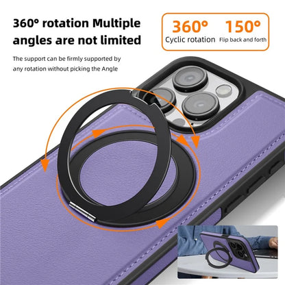 For iPhone 13 Pro Max Case Compatible with MagSafe Leather+PC+TPU Kickstand Phone Cover
