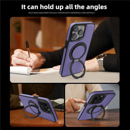 For iPhone 13 Pro Max Case Compatible with MagSafe Leather+PC+TPU Kickstand Phone Cover
