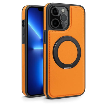 For iPhone 13 Pro Max Case Compatible with MagSafe Leather+PC+TPU Kickstand Phone Cover