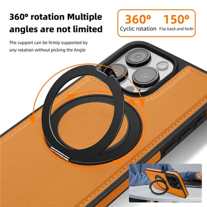 For iPhone 13 Pro Max Case Compatible with MagSafe Leather+PC+TPU Kickstand Phone Cover