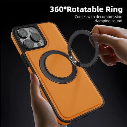 For iPhone 13 Pro Max Case Compatible with MagSafe Leather+PC+TPU Kickstand Phone Cover