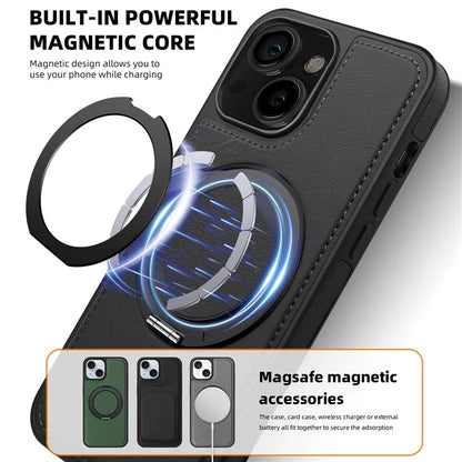 For iPhone 14 Case Compatible with MagSafe PU Leather+PC+TPU Protective Phone Cover