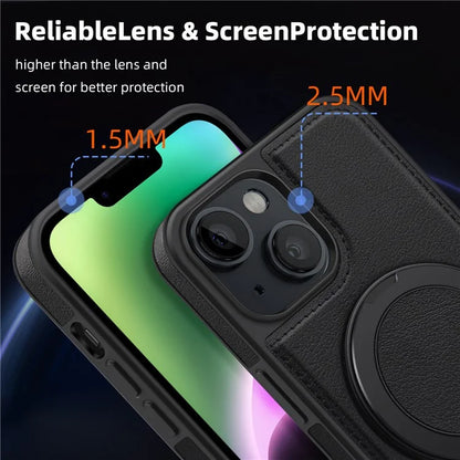 For iPhone 14 Case Compatible with MagSafe PU Leather+PC+TPU Protective Phone Cover
