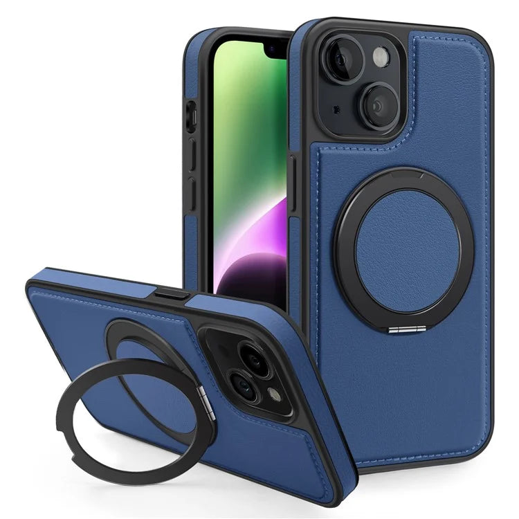 For iPhone 14 Case Compatible with MagSafe PU Leather+PC+TPU Protective Phone Cover