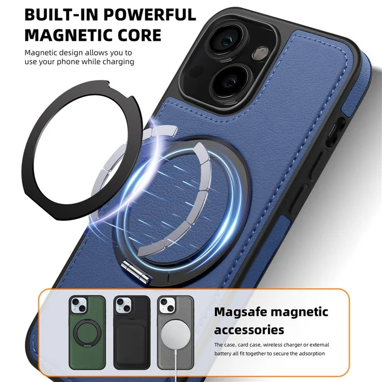 For iPhone 14 Case Compatible with MagSafe PU Leather+PC+TPU Protective Phone Cover