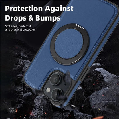 For iPhone 14 Case Compatible with MagSafe PU Leather+PC+TPU Protective Phone Cover