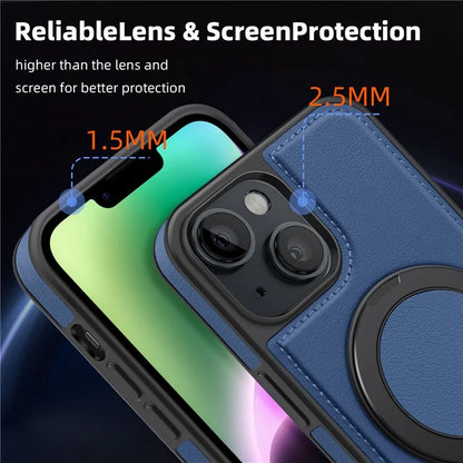 For iPhone 14 Case Compatible with MagSafe PU Leather+PC+TPU Protective Phone Cover